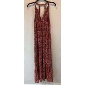 Lucky Brand Womens Sleeveless Paisley Ruffle Maxi Dress S Boho Hippie Peasant